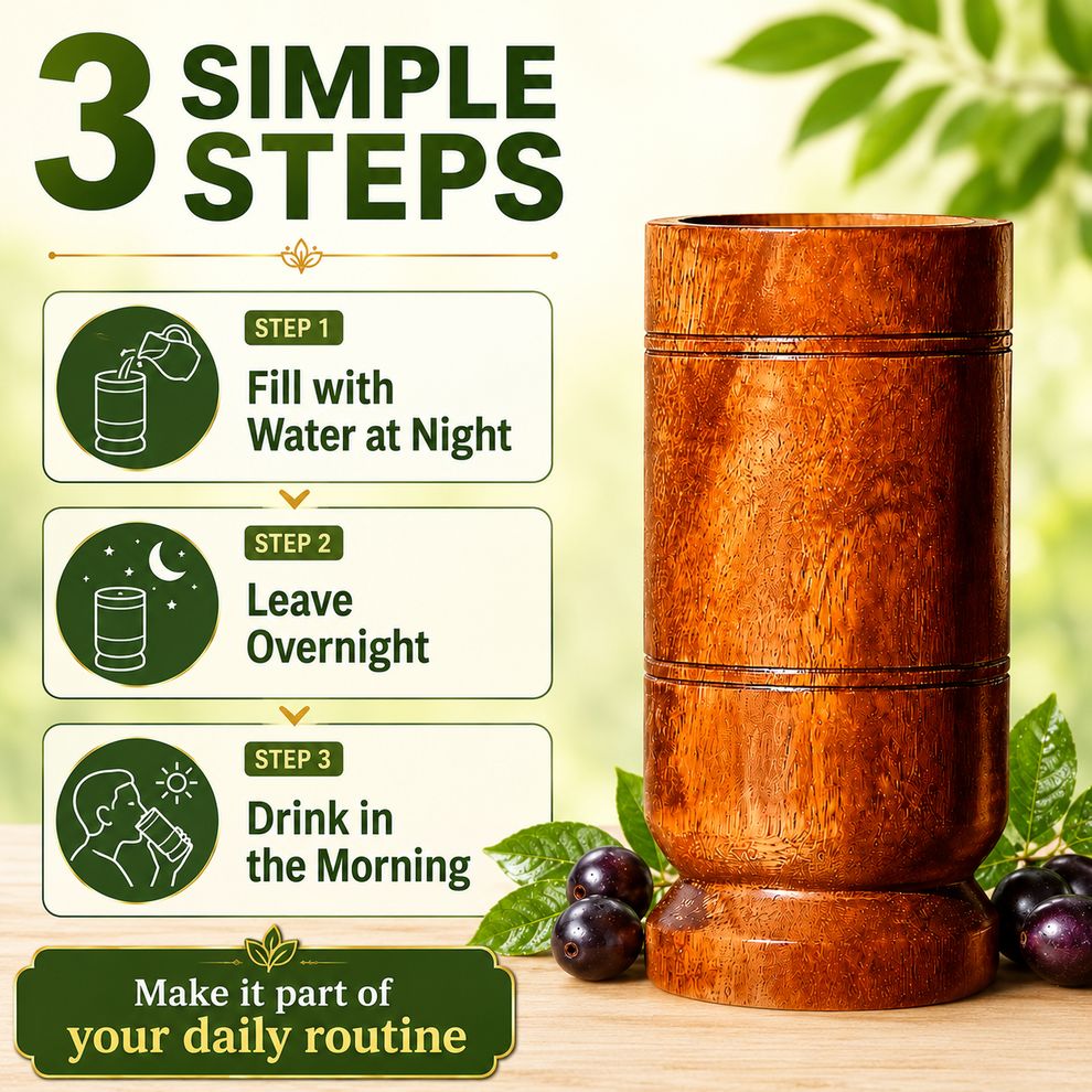 Sugar Control Wooden Water Glass (100% Ayurvedic)