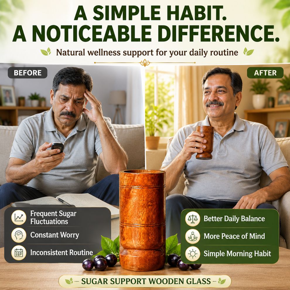 Sugar Control Wooden Water Glass (100% Ayurvedic)